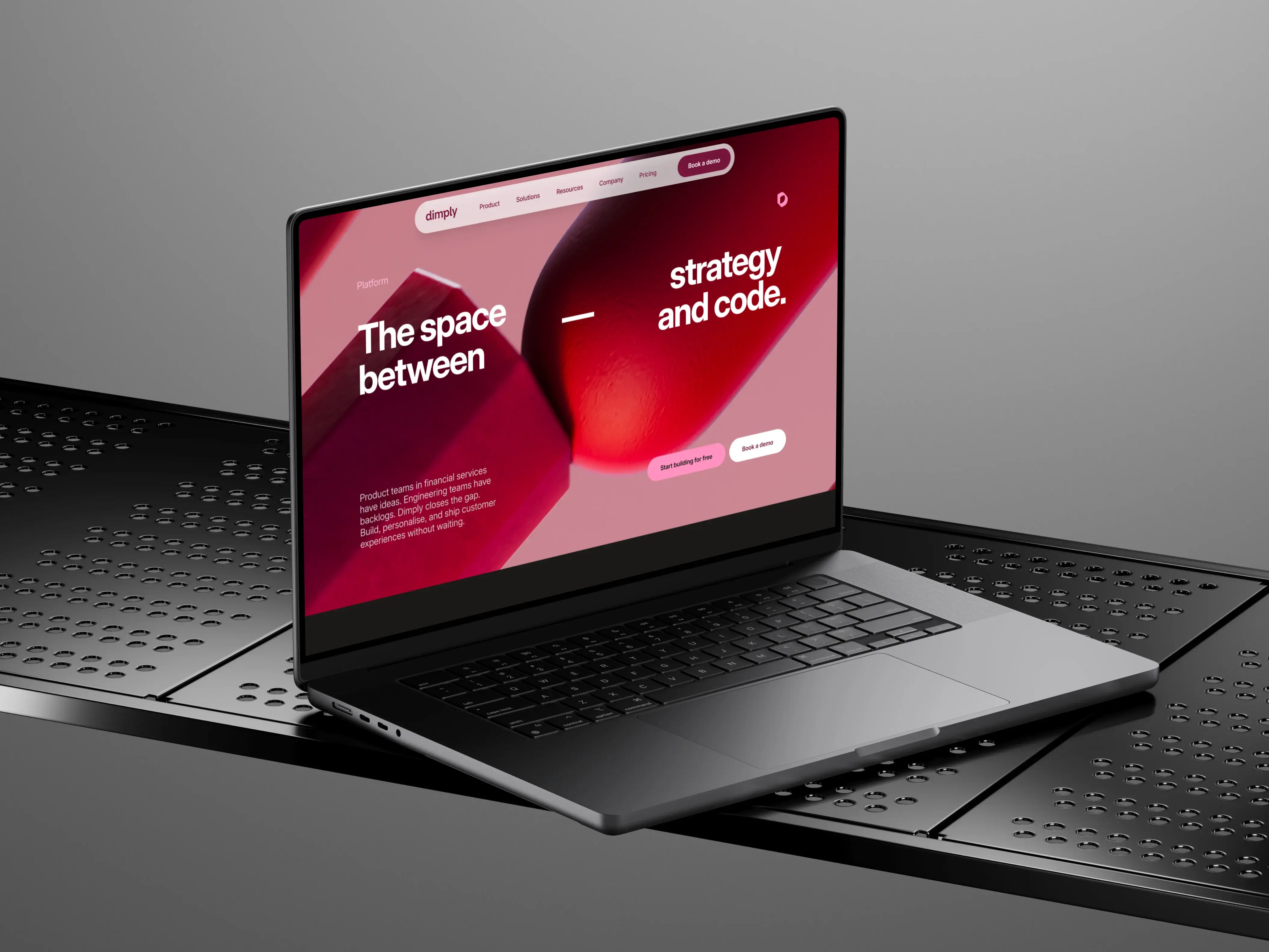 Dimply Financial Experience Platform on a laptop