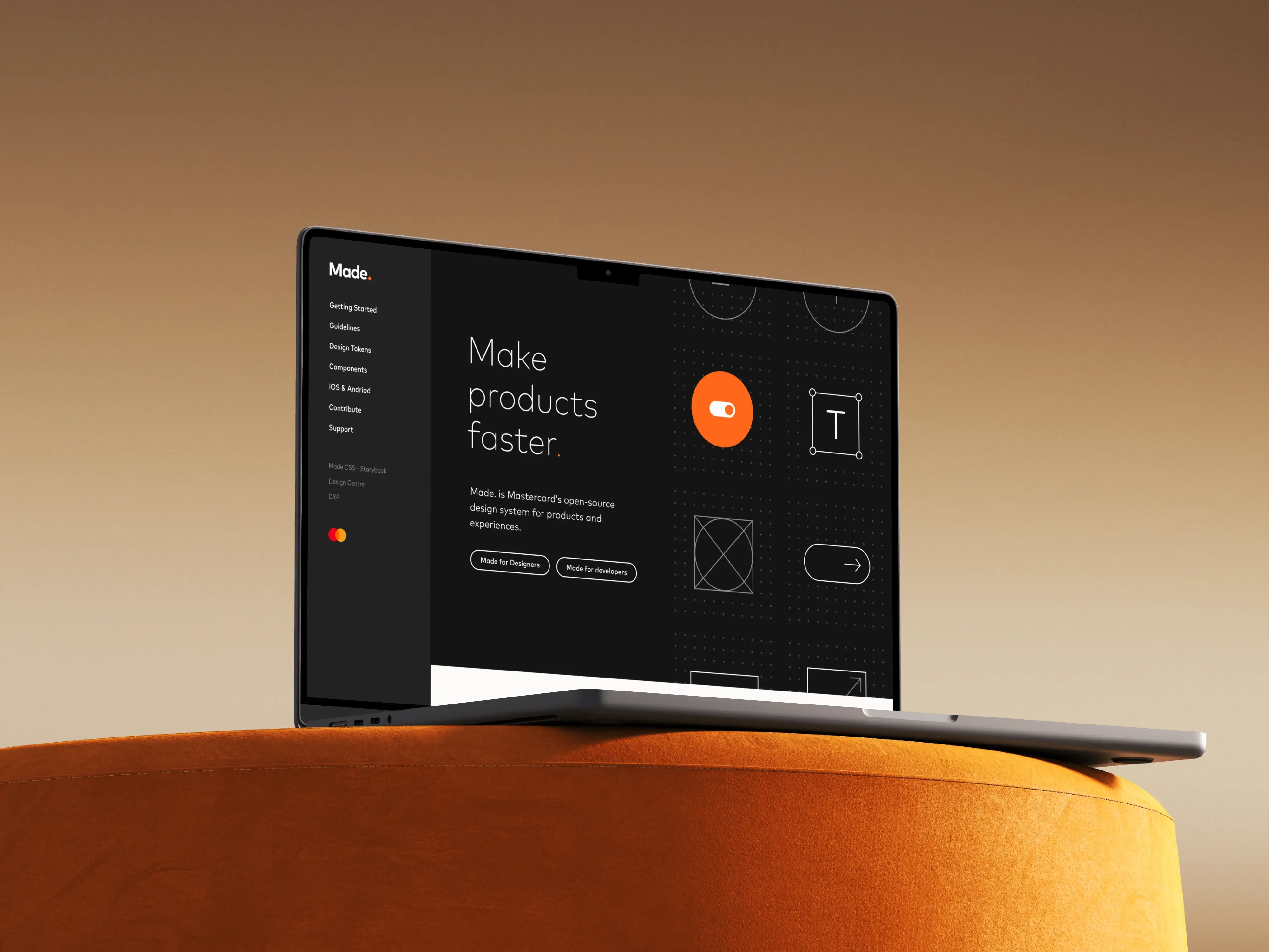 Made design system homepage on laptop